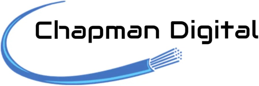 Chapman Digital wordmark with fiber optic cable graphic